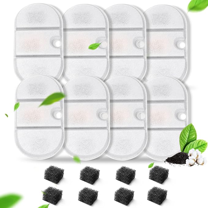 16 Packs Replacement Cat Water Fountain Filters Compatible with PETLIBRO Capsule Pet Water Fountain: PLWF002,71oz/2.1L Ultra Quiet-BPA-Free, Two Flow Modes Pet Dispenser