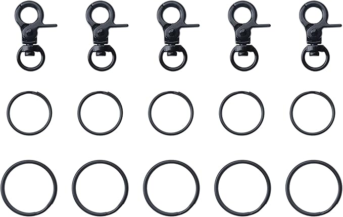 5 Pcs Dog Tag Clips with 5 Pcs 3/4 Inch 1 Inch Keychain Metal Rings for Pet Kitten Cat Collars ID Holder