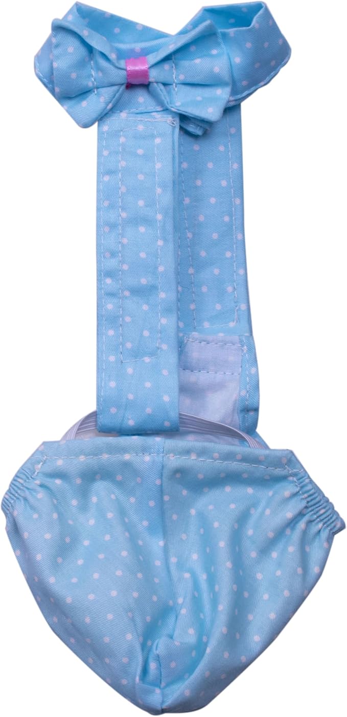 BestParts Adjustable Diaper Waterproof Reusable Diapers, Cloth Diaper Wearable Poultry for Farm Pet Goose, Pet Duck,Pet Chicken, Adhesive Version (Blue Dots, L(4.41-8.82pounds), 1, Count)