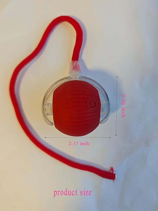 Interactive Dog Cat Toy Ball, Electric Automatic Rolling Moving USB Rechargeable Self Activated Stimulation Cat Toys for Indoor Cats and Dogs with Speedy Tail Rope(red).
