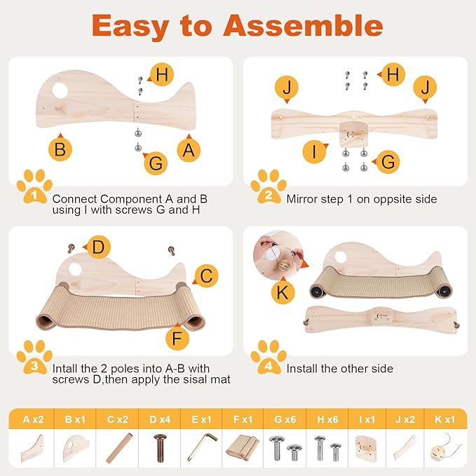 Extra Large 3-in-1 Cat Scratcher Bed with Toy Balls: Natural Sisal Scratching Pad, Cat Indoor Scratching Bed for Large Cats Non-Tip Wood Base Multi-Cat Scratching Board & Scratching Couch Fish Design