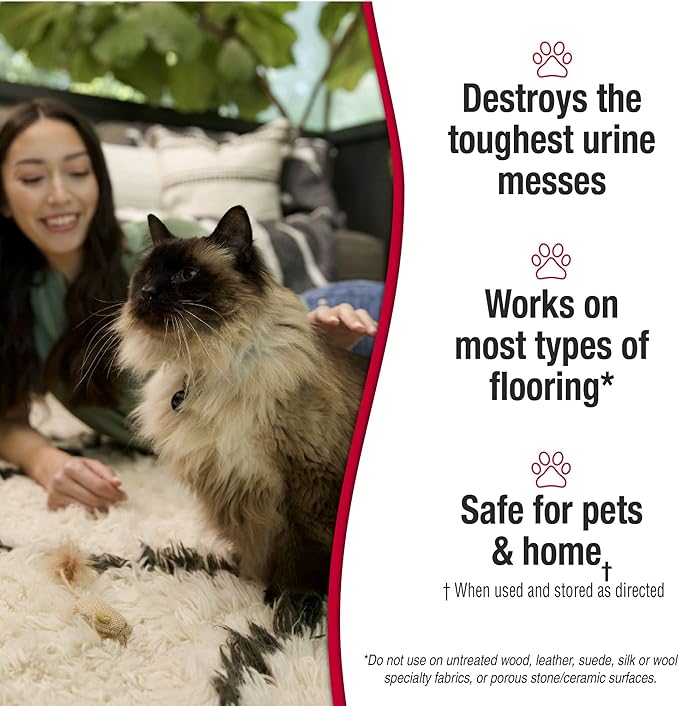 Nature's Miracle Urine Destroyer Plus for Cats, Unscented, Enzymatic Formula for Severe Cat Urine Stains, 1 Gal
