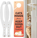 TGIOW Cat Door Latch, 2 Pcs Cat Door Stopper Pet Door Latch to Keep Dog Out of Litter Box and Food, Door Prop for Cat with 5 Adjustable Size Strap 2.5-6" Wide, No Measuring, Easy to Install, White