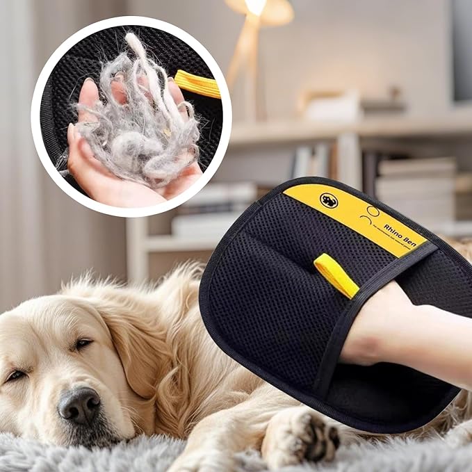 Electrostatic Pet Hair Removal Gloves | Effortless Deshedding for Dogs & Cats | Reusable & Machine Washable for Sofa, Car, Clothing & Beds (Black)