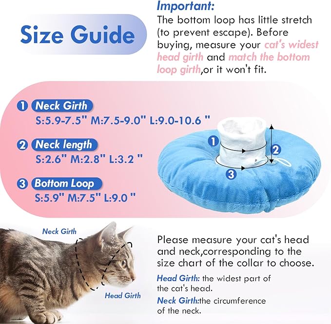 Adjustable Cat Neck Cone, Comfortable Elizabethan Recovery Collar After Surgery to Prevent Licking Wound, Ideal for Skin Disease, Deworming, Protective Pet Cone, Blue Medium