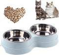 Double Cat Food Bowl -Stainless Steel Bowls with Easy-to-Clean Detachable Design, Non-Slip Base, Pet Feeder for Kittens and Medium Cats (Blue)