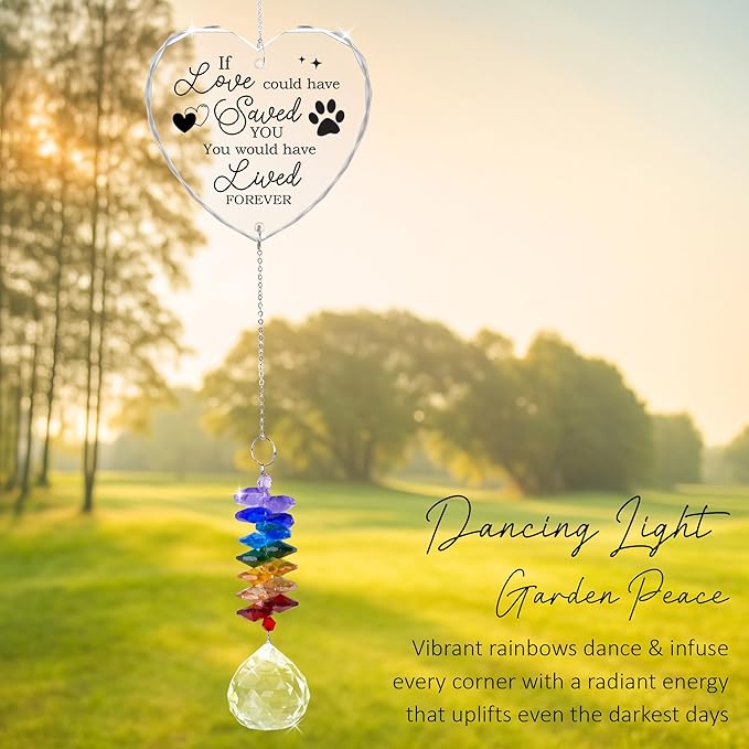 Glass Ornament Suncatcher - Memorial Sympathy Gift - Crystal Rainbow Maker for Pets Lovers - Memorial Ornament - Bereavement Keepsake - Mother's Day for Pet Cat Dog Mom Dad