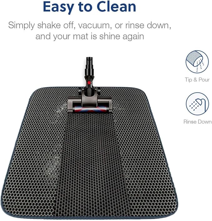 WePet Cat Litter Mat, Kitty Litter Trapping Mat - Medium Size, Honeycomb Double Layer Mats, No Phthalate, Urine Waterproof, Easy Clean, Scatter Control, Catcher Litter Box Rug Carpet 24x15 Inch Grey
