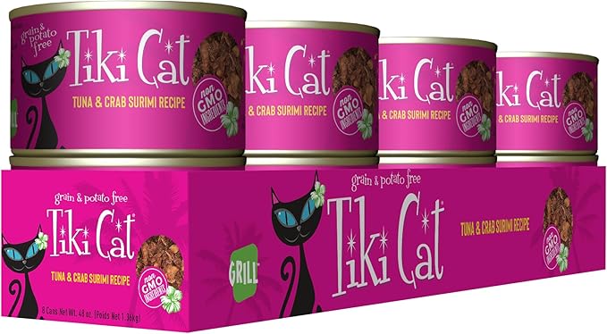 Tiki Cat Grill Wet Cat Food, Tuna & Crab Surimi, 6 oz. Cans (8 Count)