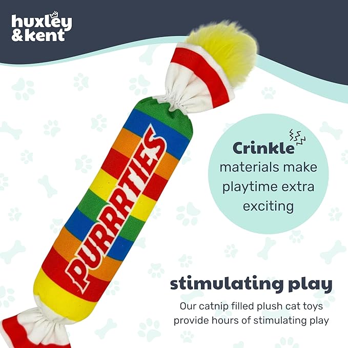 Huxley & Kent Kicker Plush Cat Toy - Interactive Catnip Toy for Cats & Kittens - Soft Canvas for Kicking & Batting - Fun Indoor Play - Purrrties Kicker