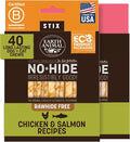 Earth Animal No Hide Stix - Long Lasting Rawhide Free Small Dog Chews Sticks, Chicken & Salmon Variety Bundle - 40 Count Value Pack