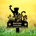 Custom Flowers Cat Memorial Grave Marker, Personalized Butterfly Cat Metal Memorial Stake Outdoor Grave Marker, Customized Pet Garden Marker Loss of Cat Sympathy Gift Memorial Plaque