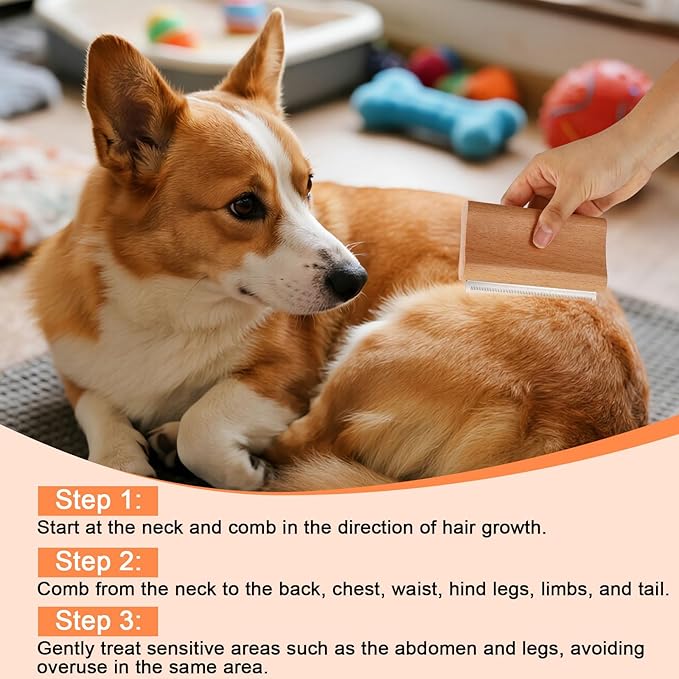 Dog Deshedding Brush, Wooden Pet Kitten Hair Shedding Grooming Brush Tool with Fine Comb Teeth Puppy Kitty Deshedding for Small Medium Large Dog Cat with Long Short Straight and Wavy Fur(Wood Color)