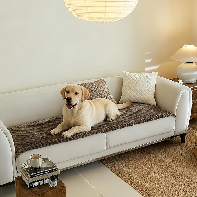 Diamond Quilted Couch Cover for Dogs Non Slip - Large Silicone Particles Pet Friendly Thick Sofa Slipcover for 3 Cushion Couch Washable Furniture Protector Mat for Dogs Cats