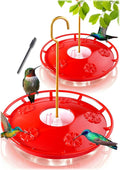 eWonLife 2 Pack Hummingbird Feeders for Outdoors, 16oz Leak-Proof Saucer Humming Bird Feeder with Integrated Ant Moat, Bee Proof Feeding Ports, Brush, Easy Clean & Refill, Hanging Garden Decor for Mom