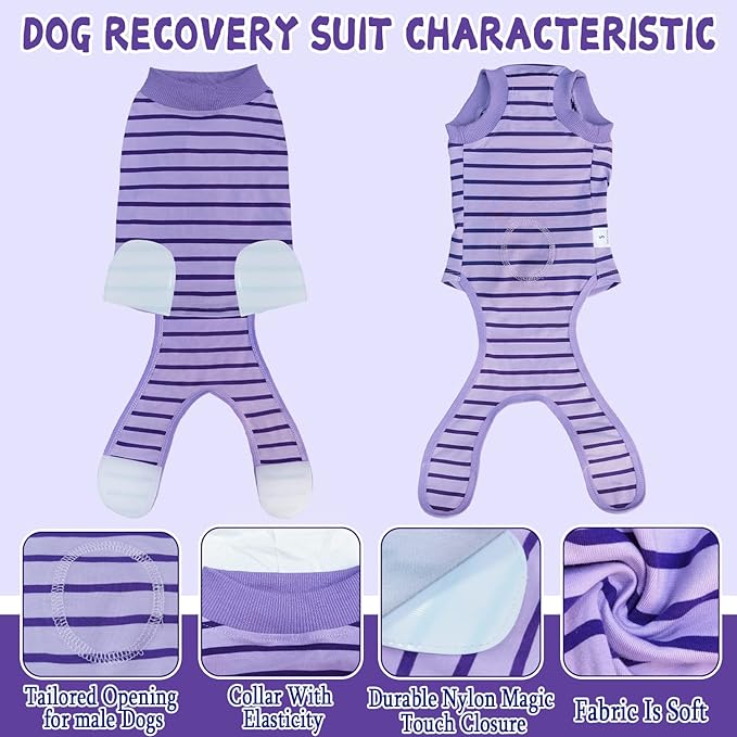 Dog Recovery Suit, Surgical Recovery Suit for Male Female Dogs Cats Spayed Onesie After Surgery, Dog Post Surgery Suit Anti Licking & Biting Surgical Shirt with Pee Hole，Purple XX-Large