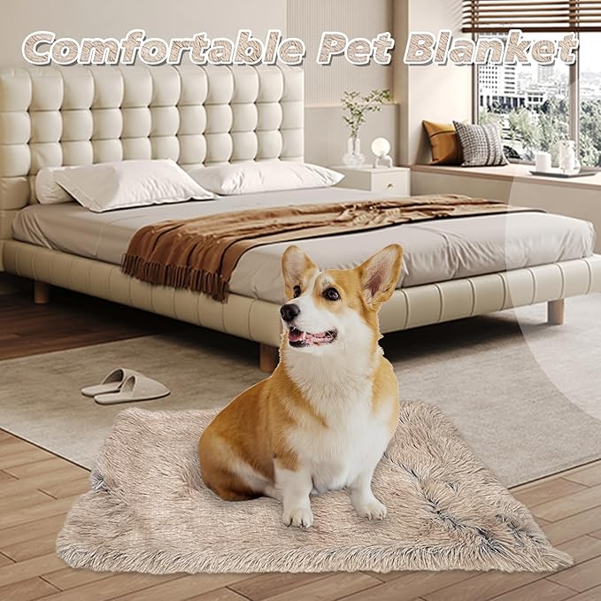 PJYuCien Fluffy Fleece Calming Pet Throw Blanket, Super Soft and Warm for Indoor Cats and Dogs, Medium 24" * 32", Machine Washable, Puppy Bed (Brown)