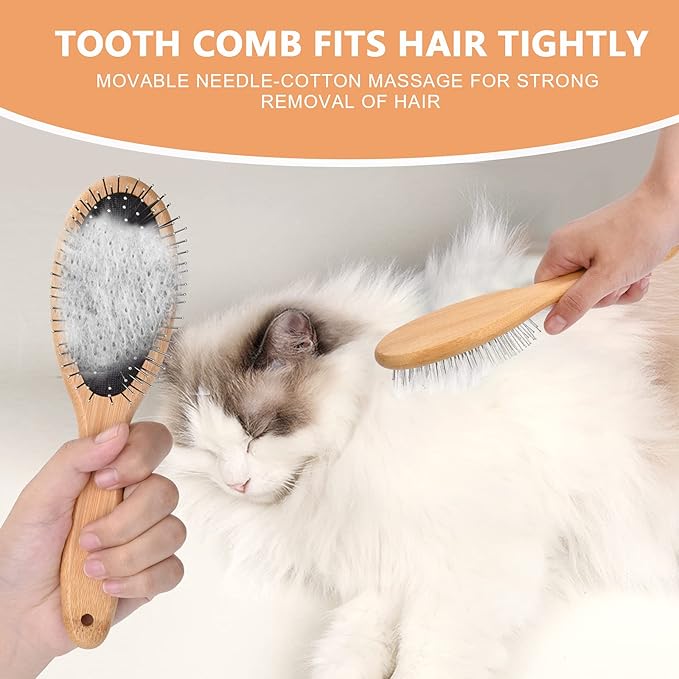 KylePet Dog Cat Brush, Pet Brushes for Dogs Pet Slicker Brush with Bamboo Handle for Dogs and Cats Long Hair Pets Grooming Comb for Removing Shedding