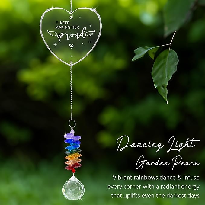 Memorial Suncatcher Sympathy Gift for Loss of Mother - Crystal Rainbow Maker - Bereavement Keepsake - Hanging Crystal Decor - Loss of Mom - Daily Remembrance