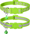 Taglory Kitten Collar Breakaway with Bell, Reflective Soft Cat Collar for Small Kittens, Adjustable 6-8 Inch High Visibility Night Strip, Lightweight for 2-6 Months Baby Cats, 2 Pack, Green