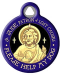 Dog Tag Art Religious Custom Pet ID Tag for Dogs and Cats, Personalized Dog Tag with Customized Identification Information, Saint Jude Please Help My Dog, Small (7/8" Diameter)