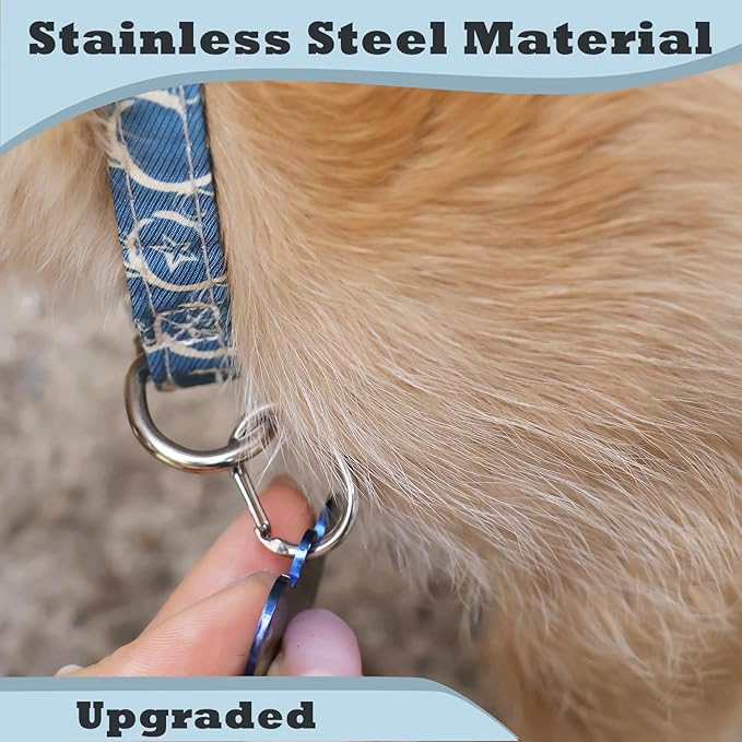 4 PCS Stainless Steel Pet Tag Clips, Strong Quick Clip for Dog & Cat Collar ID Tags Holder (Silver)