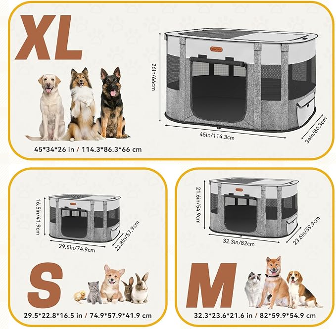 Foldable Pet Playpen - Cat & Puppy Playpen, Travel Dog Crate with Carrying Case, Cat Tent Dog Pen for Outdoor Camping Use