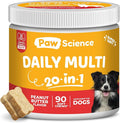 Paw Science Dog Vitamins and Supplements - 20-in-1 Multivitamin Treats for Dogs - Glucosamine, Probiotics, Wild Alaskan Salmon Oil, Chondroitin, MSM & More - Peanut Butter Flavor - 90 Count