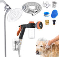 Dog Shower Attachment Water Hose Nozzle Sprayer Set with Metal 3-Way Shower Diverter & 100inches Long Hose for Bathroom Shower Arm Easy Indoor Outdoor Pet Pup Dog Washing Hose attachment