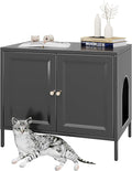 METAN Metal Cat Litter Box Enclosure,Steel Cat Washroom Furniture with Barn Door, Pet House, Fit Most of Litter Box,Assembly Required,Black, (Black)