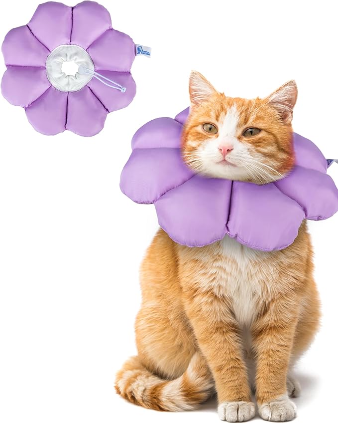 ANWA Cat Cone Collar Soft, Waterproof Cat Recovery Collar, Adjustable Soft Cone for Cats After Surgery
