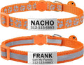 TagME 2 Pack Cat Collar with Name Tag, Personalized Reflective Cat Collar Breakaway with Bell for Boy & Girl Kitten, Orange