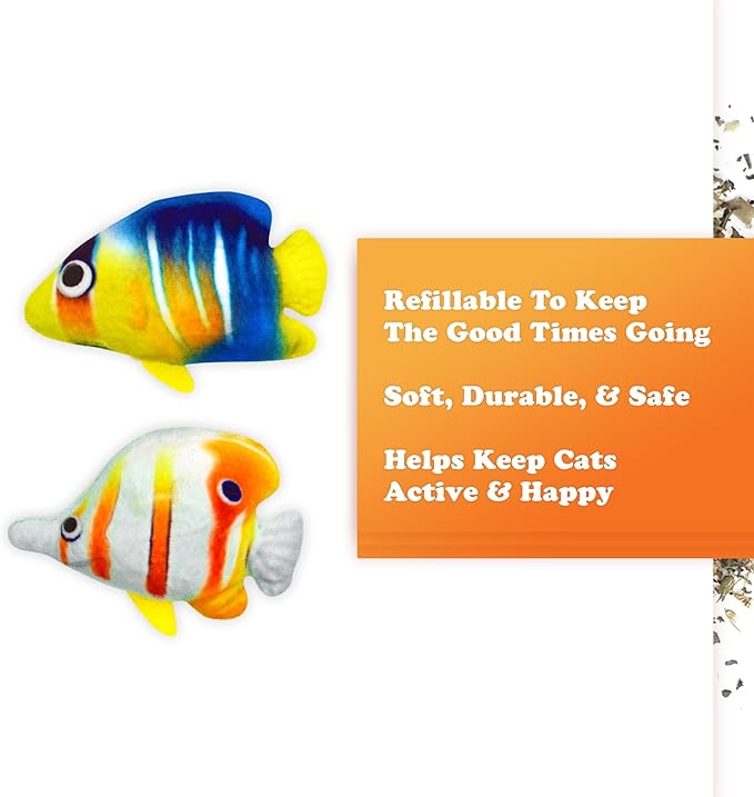 Meowijuana Refillable Cat Toys | Get Bubbly - Tropical Fish Catnip Toys | Includes Potent Hand Harvested Catnip Grown in North America | Promotes Play and Cat Health