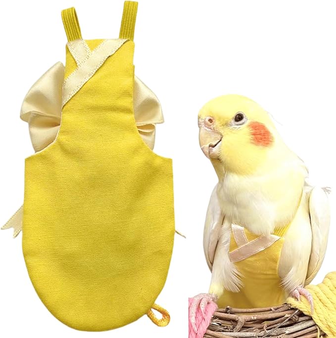 Bird Flight Suits Diapers, Parrot Flight Suits Diapers for Quaker Parakeets Cockatiels Conures Macaw African Grey, Bird Diaper, Parrot Clothes (Yellow,2XL)