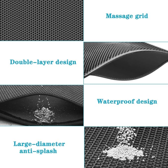 Large Cat Litter Box Mat: Easy Clean Kitty Litter Trapping Mat for Floor, Plastic Cat Box Pad (24 * 30in-grey-1)