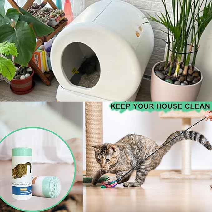 100 Count Cat Litter Liner Bags Compatible with MW-SC01/MW-SC02/MW-LR01 Self-Cleaning Automatic Cat Litter Box, Thick Heavy Duty Drawstring Replacement Waste Drawer Liners-18" x 12.6"