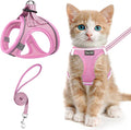 Cat Harness and Leash for Walking Escape Proof, Adjustable Kitten Vest Harness Reflective Soft Mesh Puppy Harness for Outdoor, Comfort Fit, Easy to Control (NPink, S)