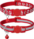 Taglory Kitten Collar Breakaway with Bell, Reflective Soft Cat Collar for Small Kittens, Adjustable 6-8 Inch High Visibility Night Strip, Lightweight for 2-6 Months Baby Cats, 2 Pack, Red