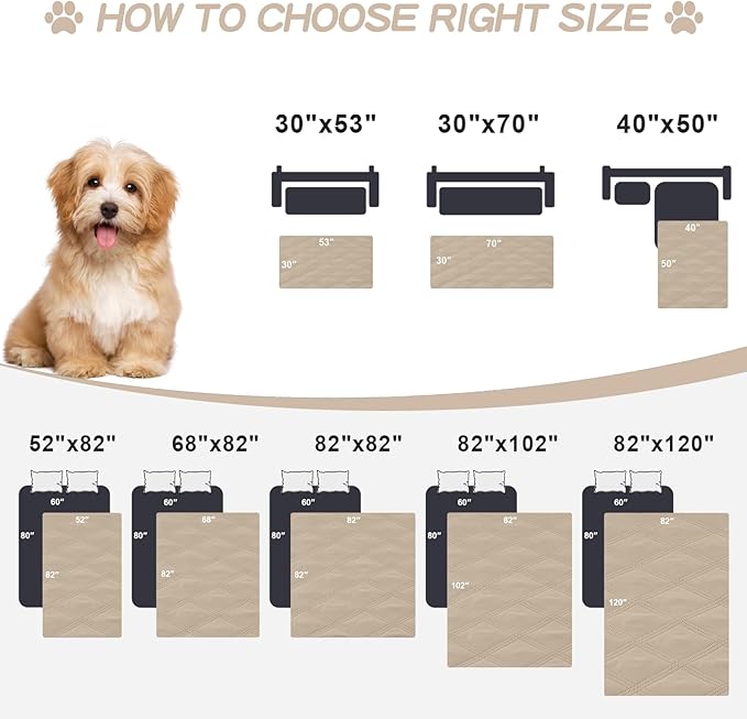 Smiry Waterproof Dog Bed Cover Blanket 30x53, Soft Reversible Pet Blanket, Washable Leakproof Cats Dogs Couch Cover for Sofa, Couch, Furniture, Taupe/Beige