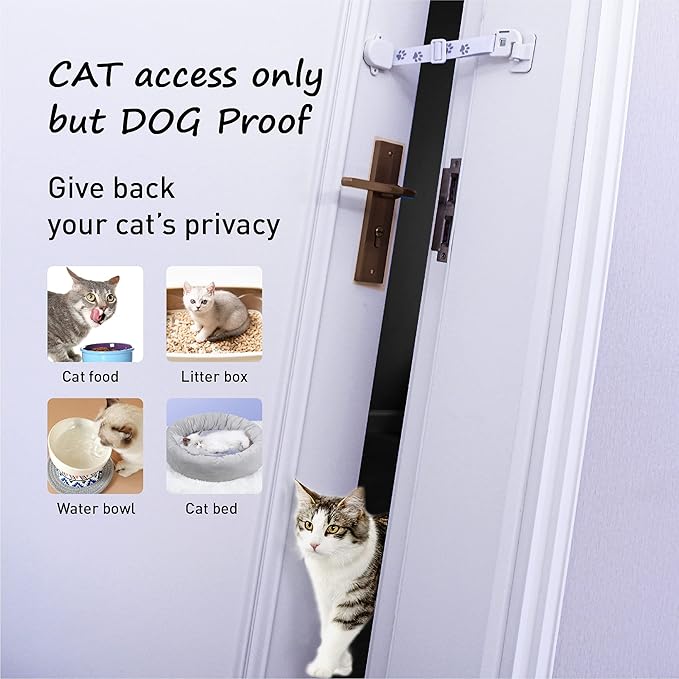 Neobay Adjustable Door Strap and Latch, Damage-Free Cat Door Latch to Keep Large Dog Out of Litter Box, Economical Alternative of Pet Gates and Interior Cat Door, Magnetic 1 Pack