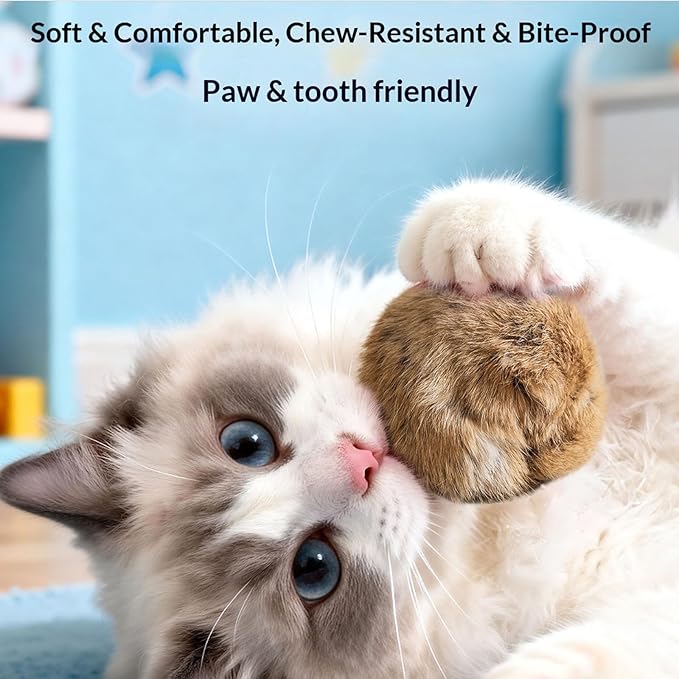 Rabbit Fur Ball Cat Toy, Soft and Comfortable, Durable and Scratch-Resistant, Won't Hurt Claws or Teeth, Self-Entertainment and Entertainment, Interactive Cat Toy (12 PCS)