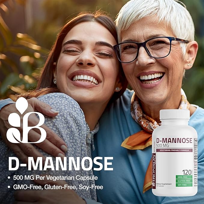Bronson D-Mannose 500 MG Vegetarian Friendly Formula Non-GMO, 60 Capsules
