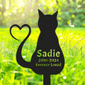 Personalized Cat Memorial Garden Stake with Heart, Custom Cat Memorial Grave Marker Pet Loss Sympathy Gift, Customized Outdoor Memorial Engraved Sign for Cat Cemetery Plaque Burial Marker