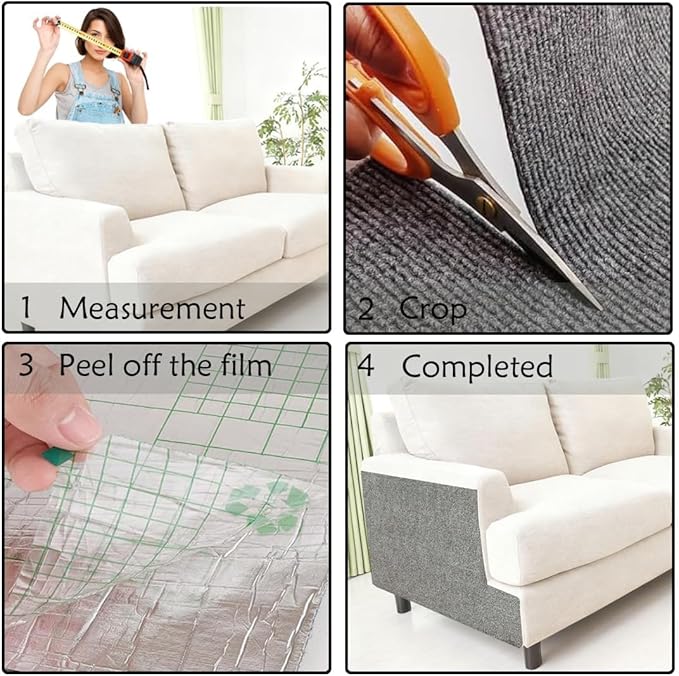 Cat Scratch Furniture Protection, Couch cat Scratch Furniture Protector, DIY Indoor Couch cat Scratch Protector (Light Grey 78.7x15.8Inch)