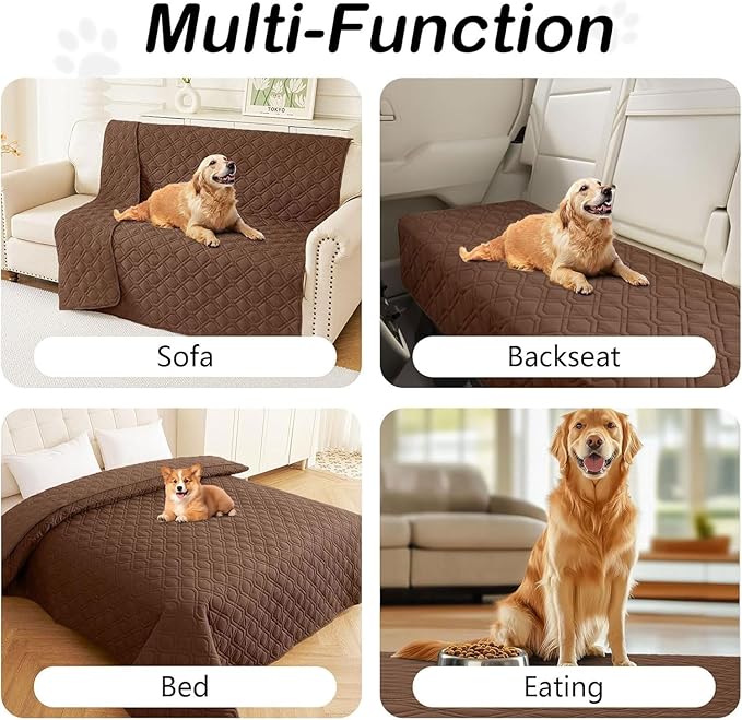 hyha Waterproof Dog Bed Blanket, Soft Pet Blankets, Waterproof Couch Cover for Dogs, Reversible Sofa Covers Washable for Furniture (40x80 Inch, Brown/Chocolate)