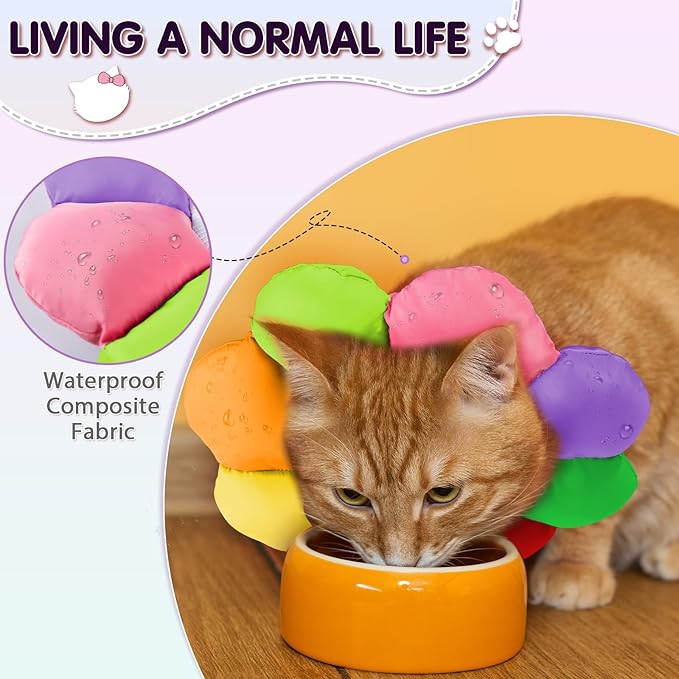 ANWA Cat Cone Collar Soft, Waterproof Cat Recovery Collar, Adjustable Soft Cone for Cats After Surgery