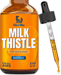 Milk Thistle for Dogs & Puppies – Liquid Supplement for Liver & Kidney Support – Milk Thistle for Cats & Kittens – Effective Digestion Care with Natural Beef Flavor & No Additives – 2 Oz Bottle