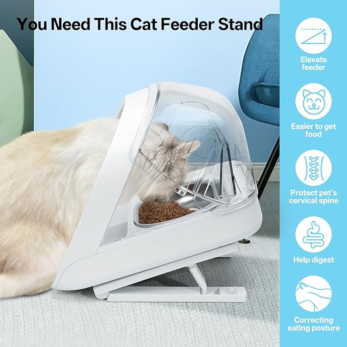 Adjustable Stand for Micro Chip Automatic Pet Feeder and Connect, YOIHABV Elevated Cat Feeder Stand, 0, 15, 20 Degree Adjustment, Raise Cat Food Dispenser, Easier for Pets to Reach Food