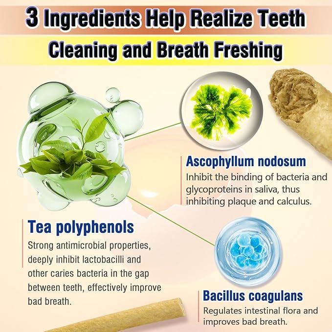 150g Freezed Dried Cat Dental Treats Egg Yolk Flavor, Cat Chew Stick for Freshens Breath and Reduce Tartar, Feline Teething Sticks Cats Treats Snack