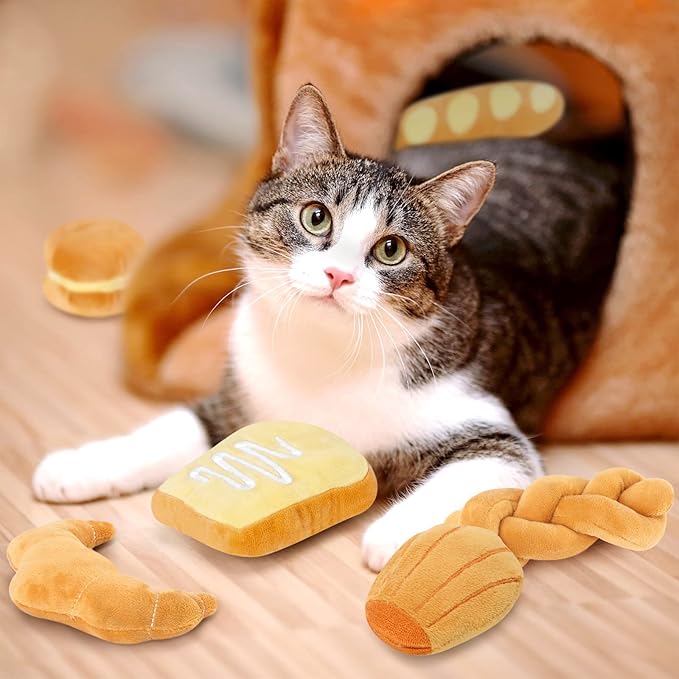 Distaratie Catnip Toys for Cats, Catnip Chew Bite Resistant Cat Toys for Teeth Cleaning & Boredom Relief, Interactive Cat Chew Toys, Set of 6